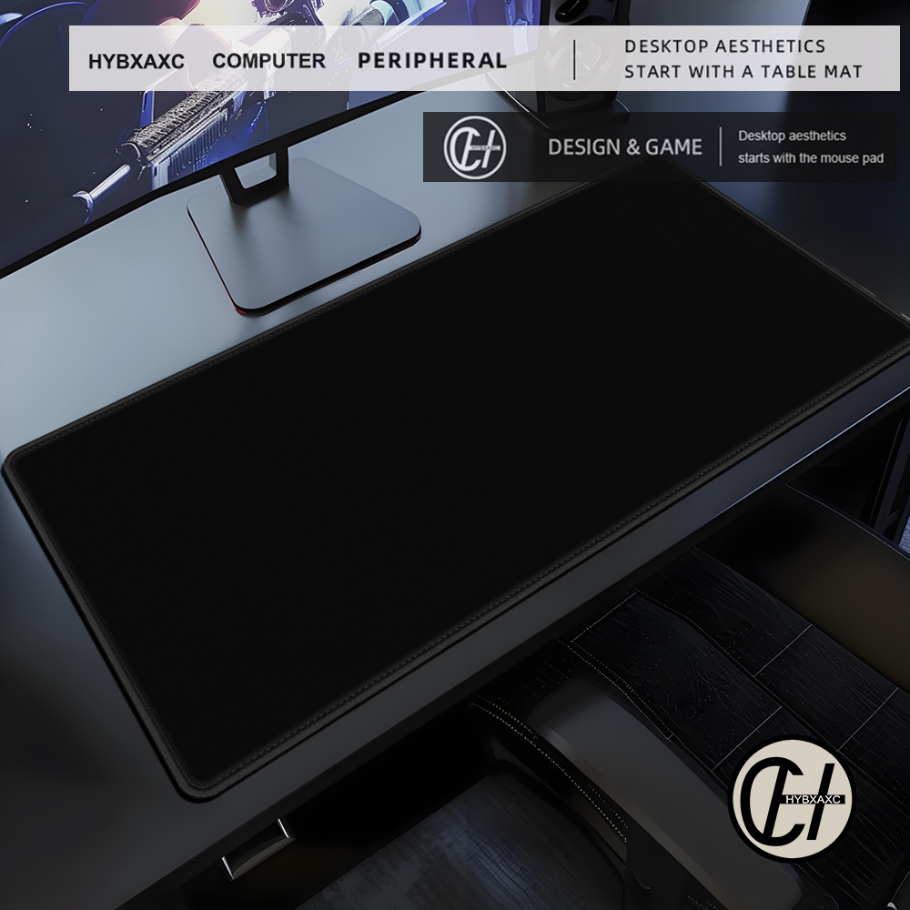 Desk Corner Mat - Pure Black Mousepad Large Gaming Waterproof