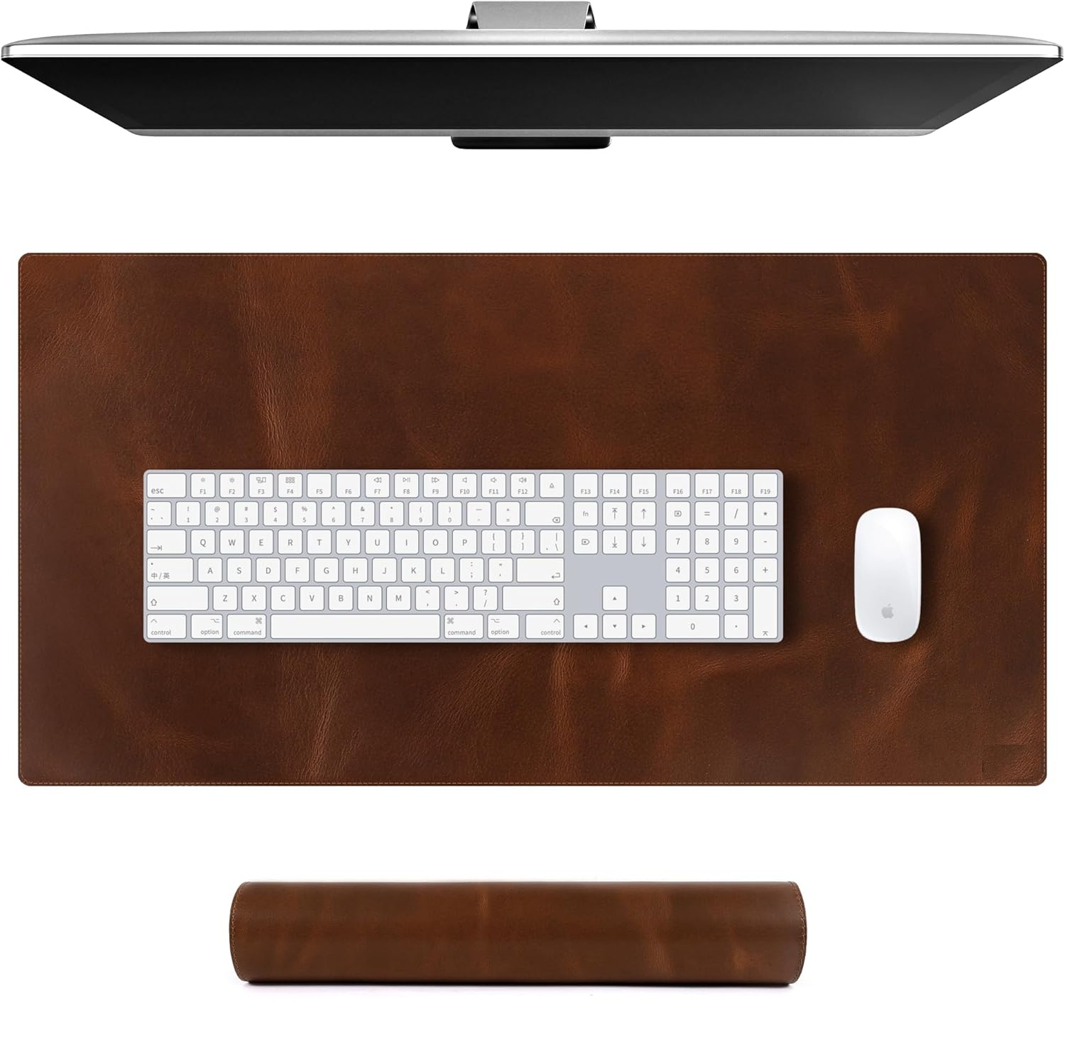 Desk Corner Mat - Real Leather Desk Mat, Large Desk