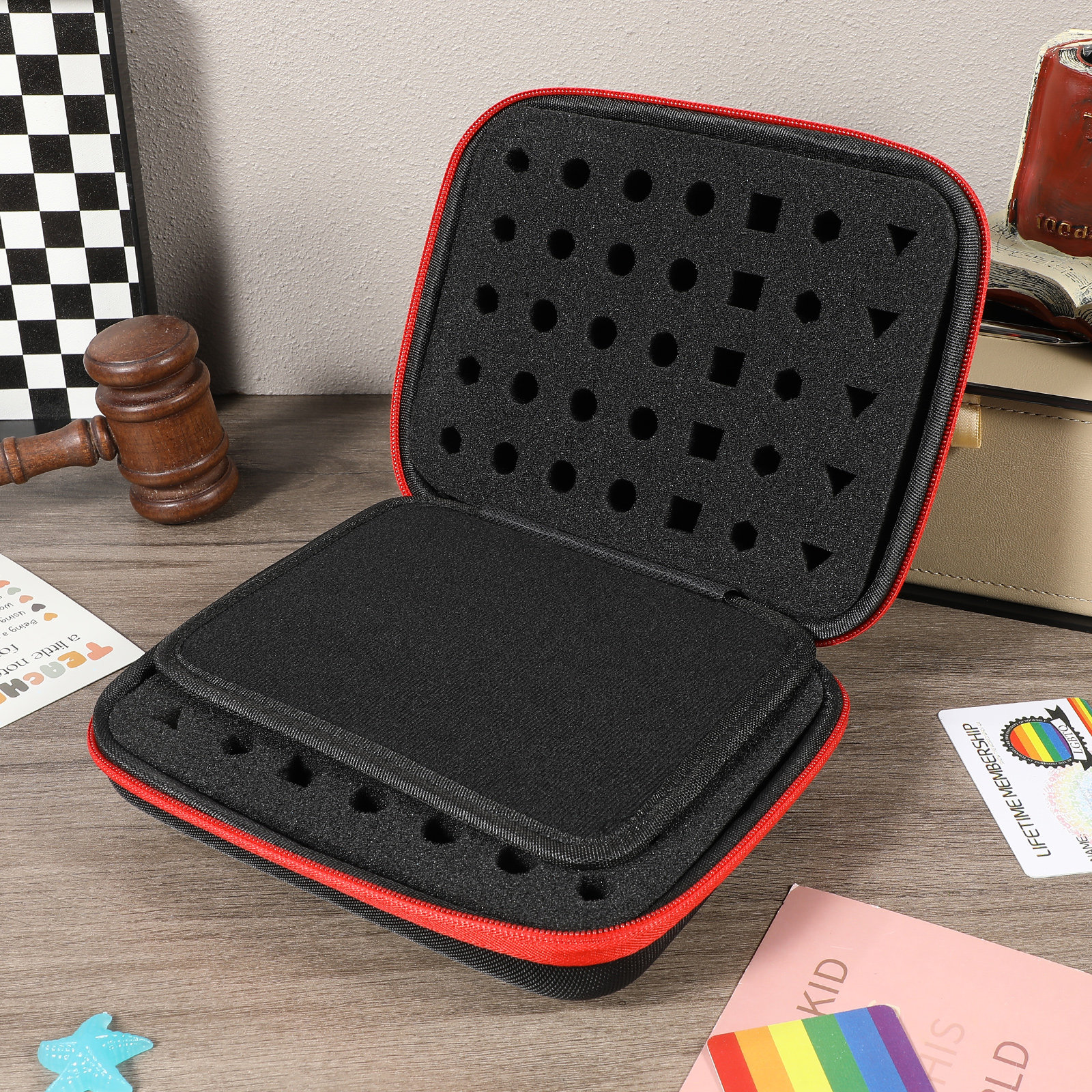 Gaming Accessories Organizer - Portable Storage Bag Dual Compartment Zipper