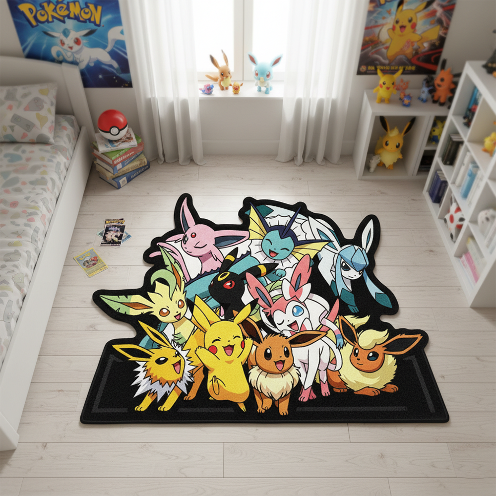 Gaming Accessories Room - Cartoon Pokemon Mat Eevee Evolutions Rug