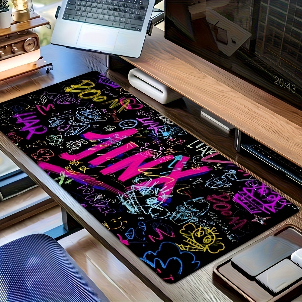 Vibrant Doodle Text Gaming Mou - Gaming Accessories Pc Setup avaliação e preço
