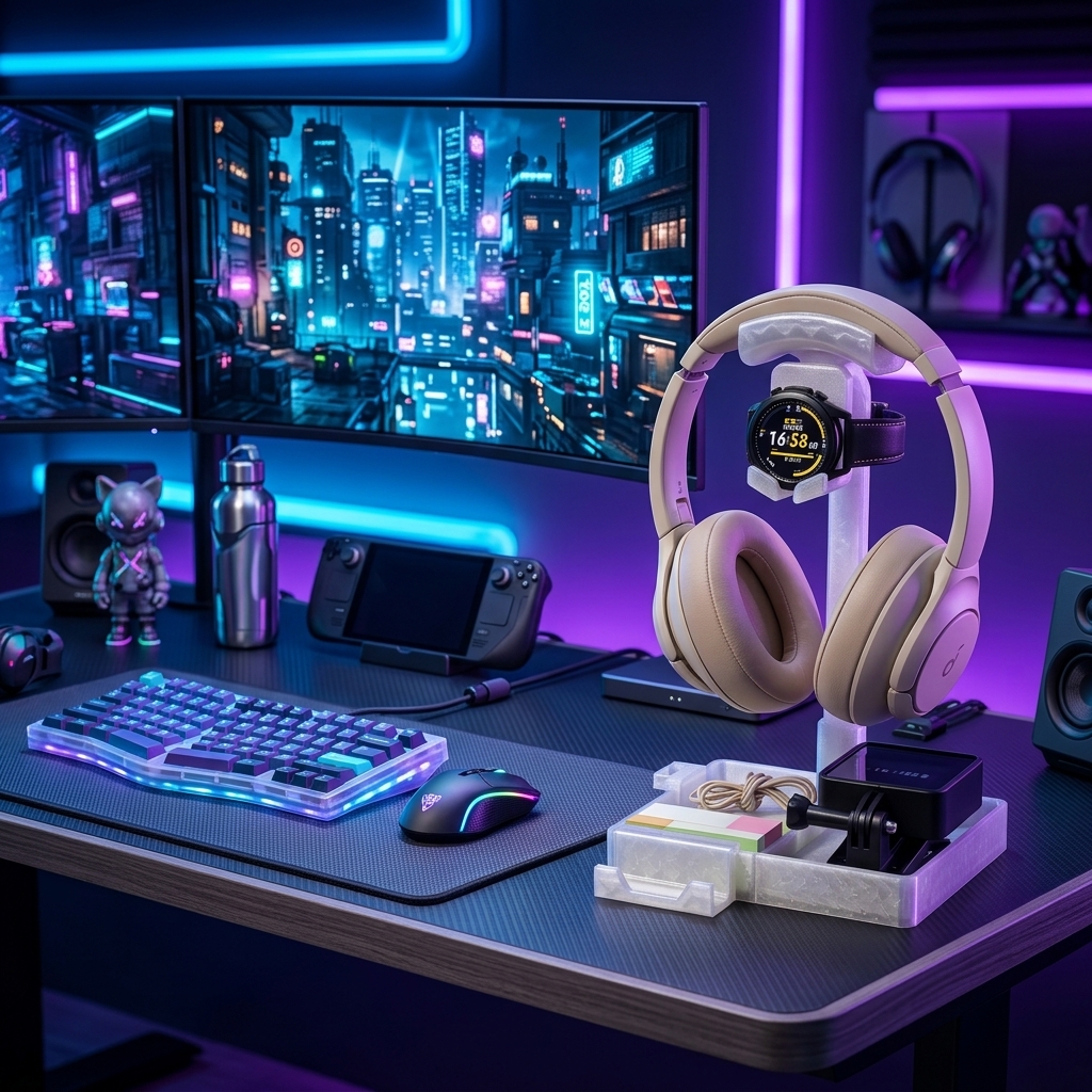 3D Printed Desktop Gaming Head - Gaming Accessories Organizer avaliação e preço
