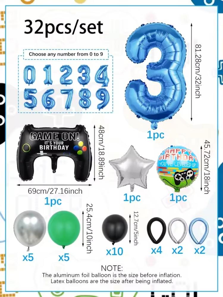 32PCS Game Theme Birthday Numb - Gaming Accessories Room avaliação e preço