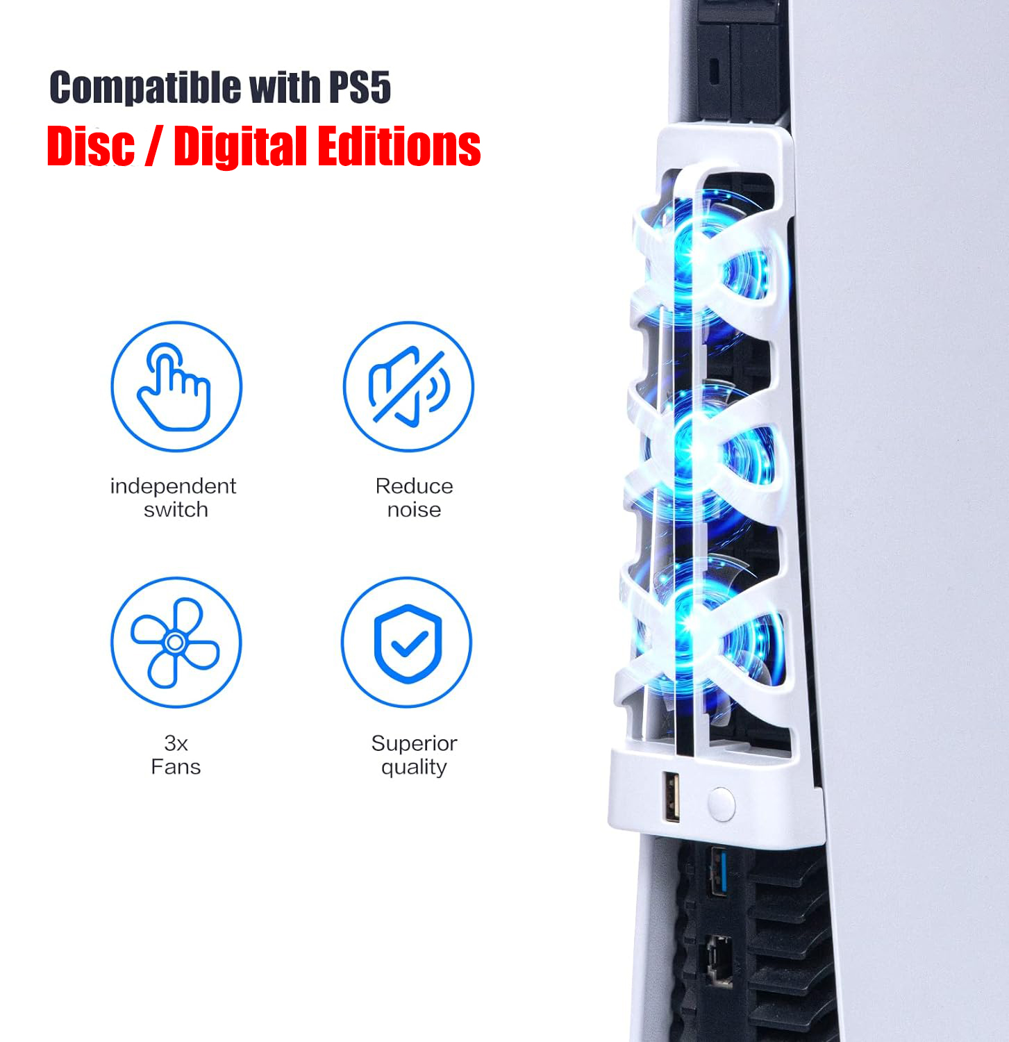 For PS5 Slient Cooling Fan wit - Gaming Accessories Led avaliação e preço
