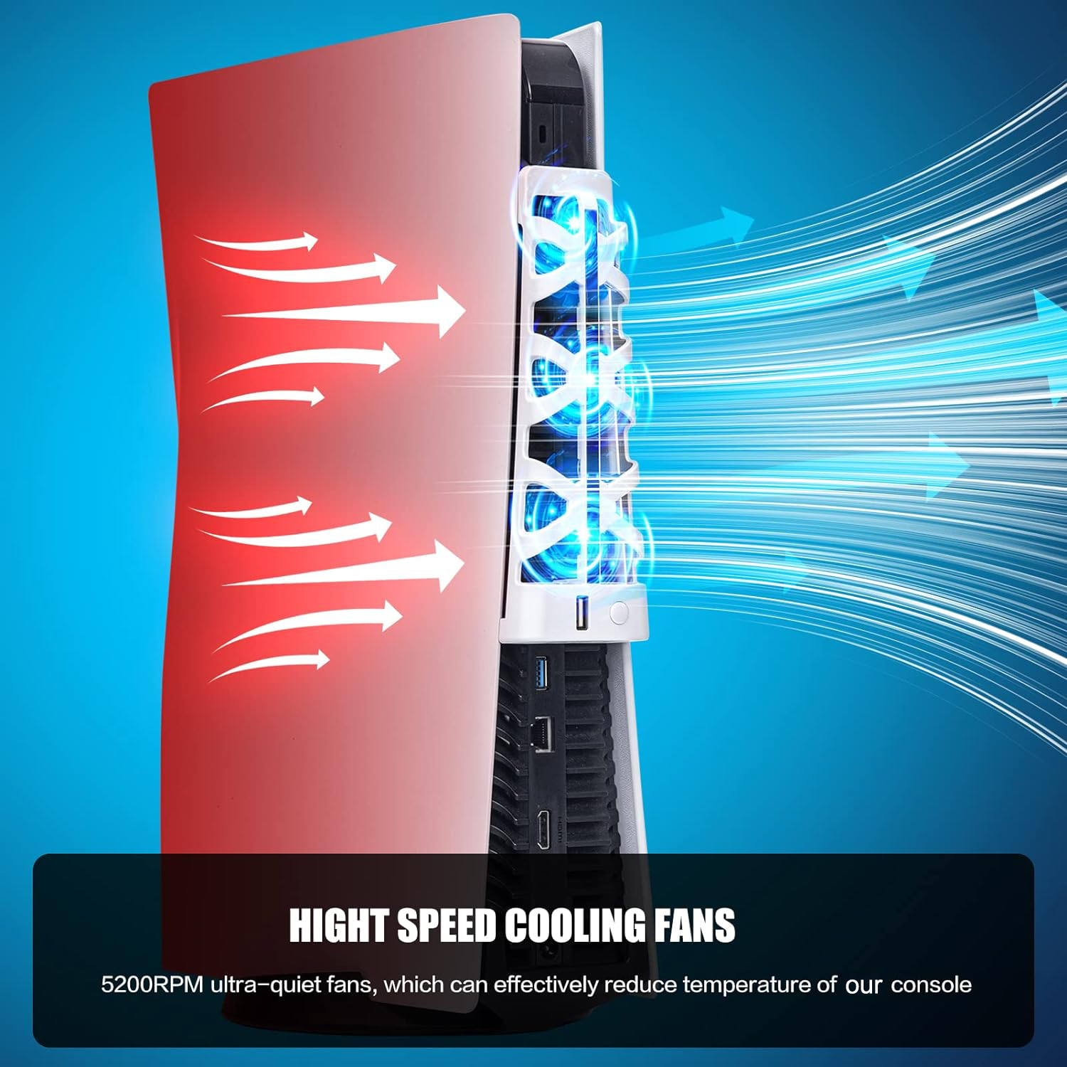 For PS5 Slient Cooling Fan wit - Gaming Accessories Led avaliação e preço
